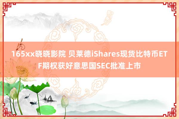 165xx晓晓影院 贝莱德iShares现货比特币ETF期权获好意思国SEC批准上市