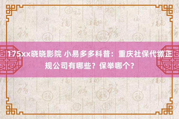 175xx晓晓影院 小易多多科普：重庆社保代缴正规公司有哪些？保举哪个？