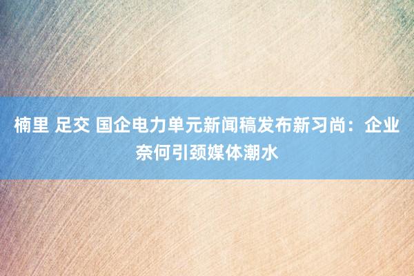 楠里 足交 国企电力单元新闻稿发布新习尚：企业奈何引颈媒体潮水