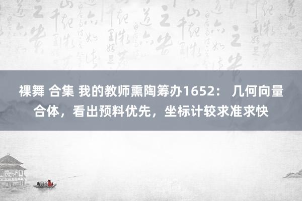 裸舞 合集 我的教师熏陶筹办1652： 几何向量合体，看出预料优先，坐标计较求准求快