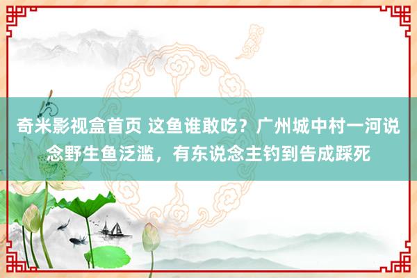 奇米影视盒首页 这鱼谁敢吃？广州城中村一河说念野生鱼泛滥，有东说念主钓到告成踩死