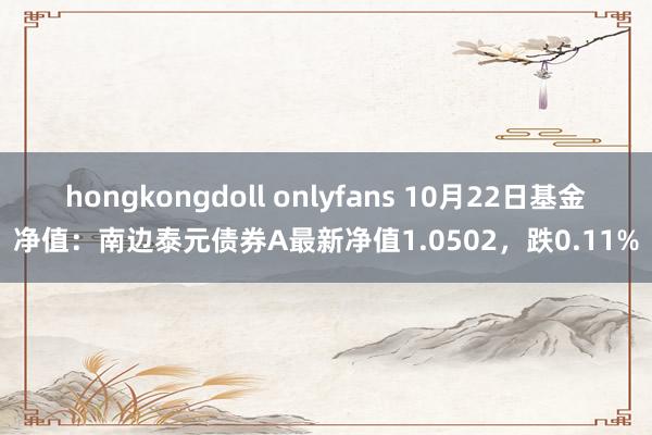 hongkongdoll onlyfans 10月22日基金净值：南边泰元债券A最新净值1.0502，跌0.11%