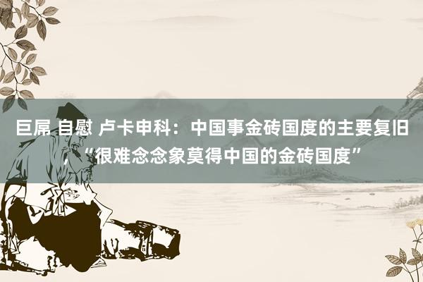 巨屌 自慰 卢卡申科：中国事金砖国度的主要复旧，“很难念念象莫得中国的金砖国度”