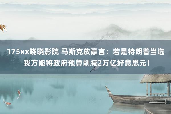 175xx晓晓影院 马斯克放豪言：若是特朗普当选 我方能将政府预算削减2万亿好意思元！