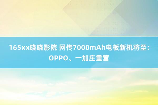 165xx晓晓影院 网传7000mAh电板新机将至：OPPO、一加庄重营