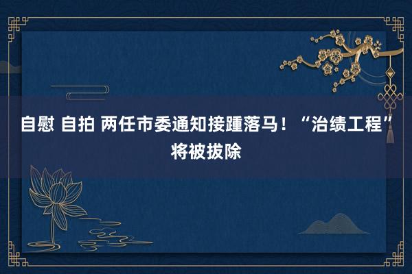 自慰 自拍 两任市委通知接踵落马！“治绩工程”将被拔除