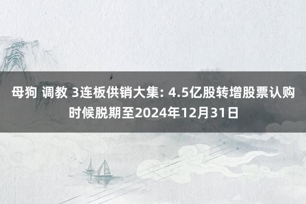 母狗 调教 3连板供销大集: 4.5亿股转增股票认购时候脱期至2024年12月31日