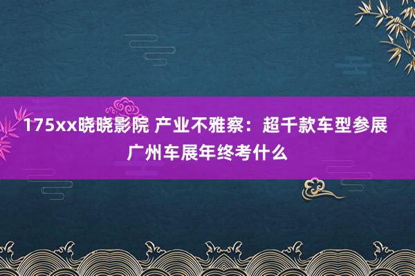 175xx晓晓影院 产业不雅察：超千款车型参展 广州车展年终考什么