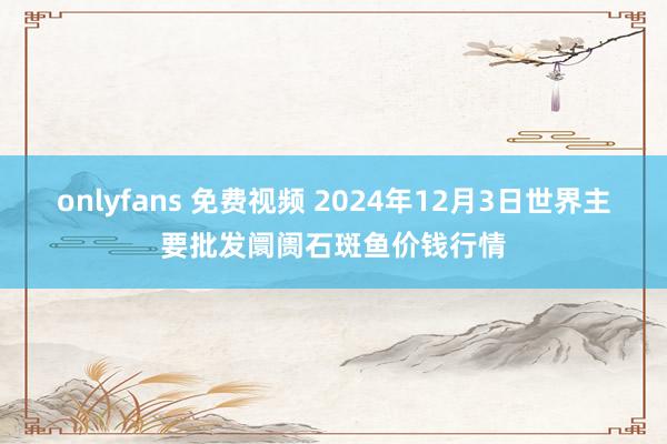 onlyfans 免费视频 2024年12月3日世界主要批发阛阓石斑鱼价钱行情