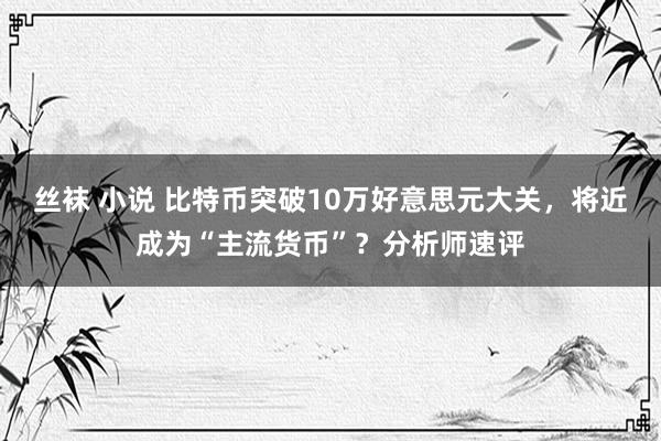 丝袜 小说 比特币突破10万好意思元大关，将近成为“主流货币”？分析师速评