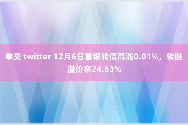 拳交 twitter 12月6日重银转债高涨0.01%，转股溢价率24.63%