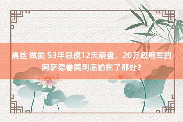 黑丝 做爱 53年总揽12天崩盘，20万政府军的阿萨德眷属到底输在了那处？