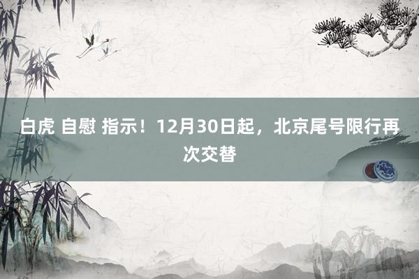 白虎 自慰 指示！12月30日起，北京尾号限行再次交替