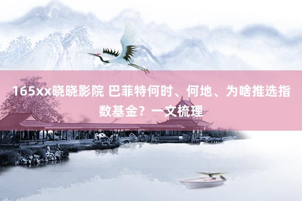 165xx晓晓影院 巴菲特何时、何地、为啥推选指数基金？一文梳理