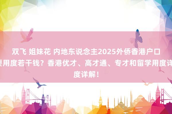 双飞 姐妹花 内地东说念主2025外侨香港户口需要用度若干钱？香港优才、高才通、专才和留学用度详解！