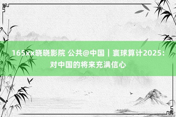 165xx晓晓影院 公共@中国｜寰球算计2025：对中国的将来充满信心