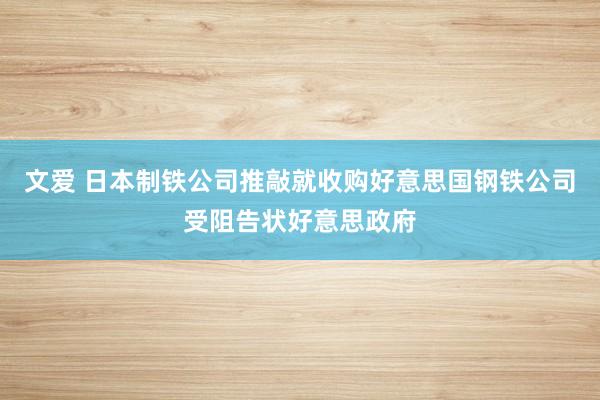 文爱 日本制铁公司推敲就收购好意思国钢铁公司受阻告状好意思政府