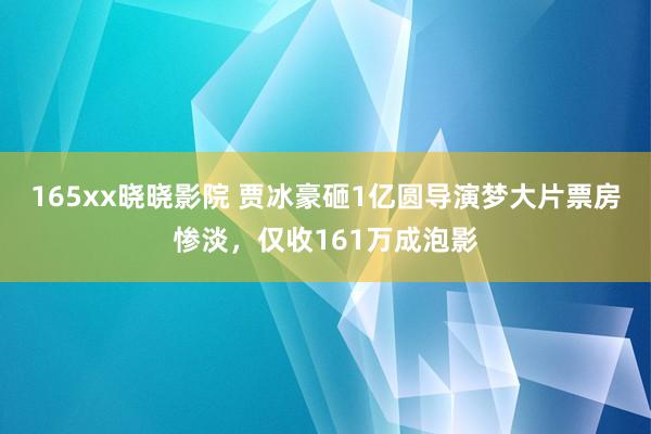 165xx晓晓影院 贾冰豪砸1亿圆导演梦大片票房惨淡，仅收161万成泡影