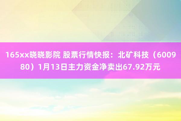 165xx晓晓影院 股票行情快报：北矿科技（600980）1月13日主力资金净卖出67.92万元