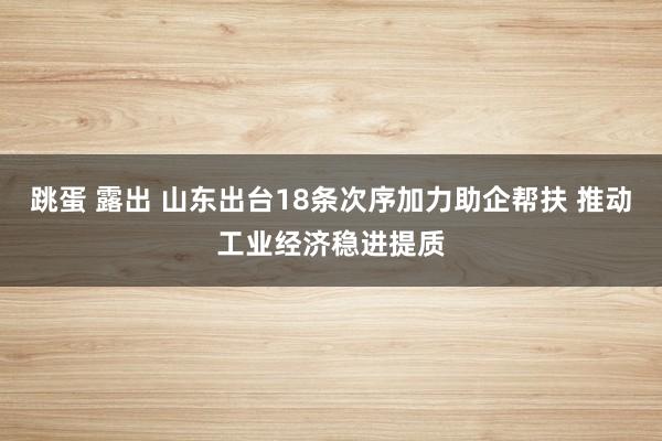 跳蛋 露出 山东出台18条次序加力助企帮扶 推动工业经济稳进提质