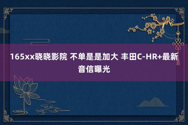 165xx晓晓影院 不单是是加大 丰田C-HR+最新音信曝光