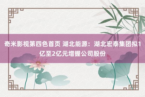 奇米影视第四色首页 湖北能源：湖北宏泰集团拟1亿至2亿元增握公司股份